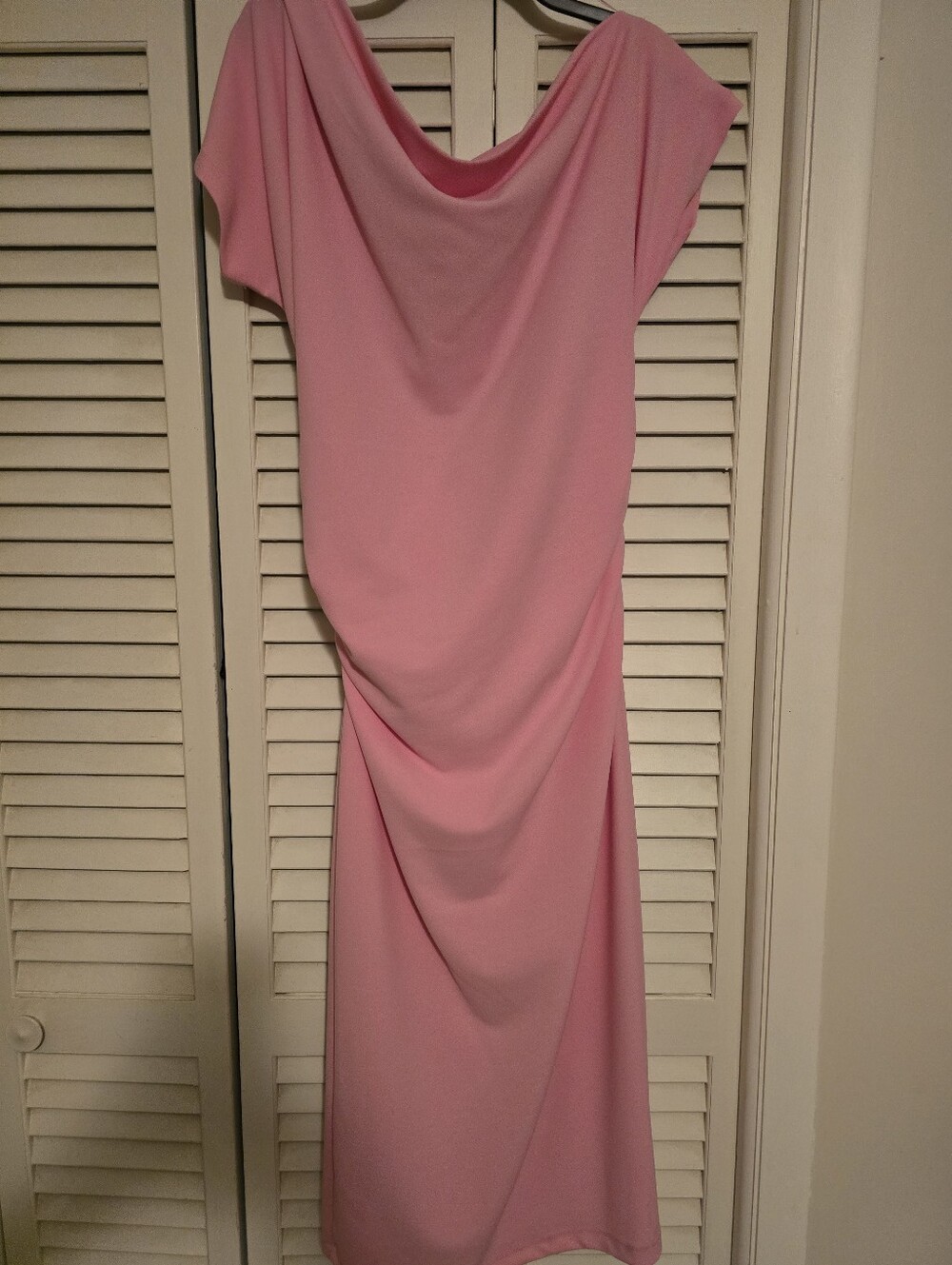 Gibson Latimer Soft Pink Cowl-Neck Midi Dress